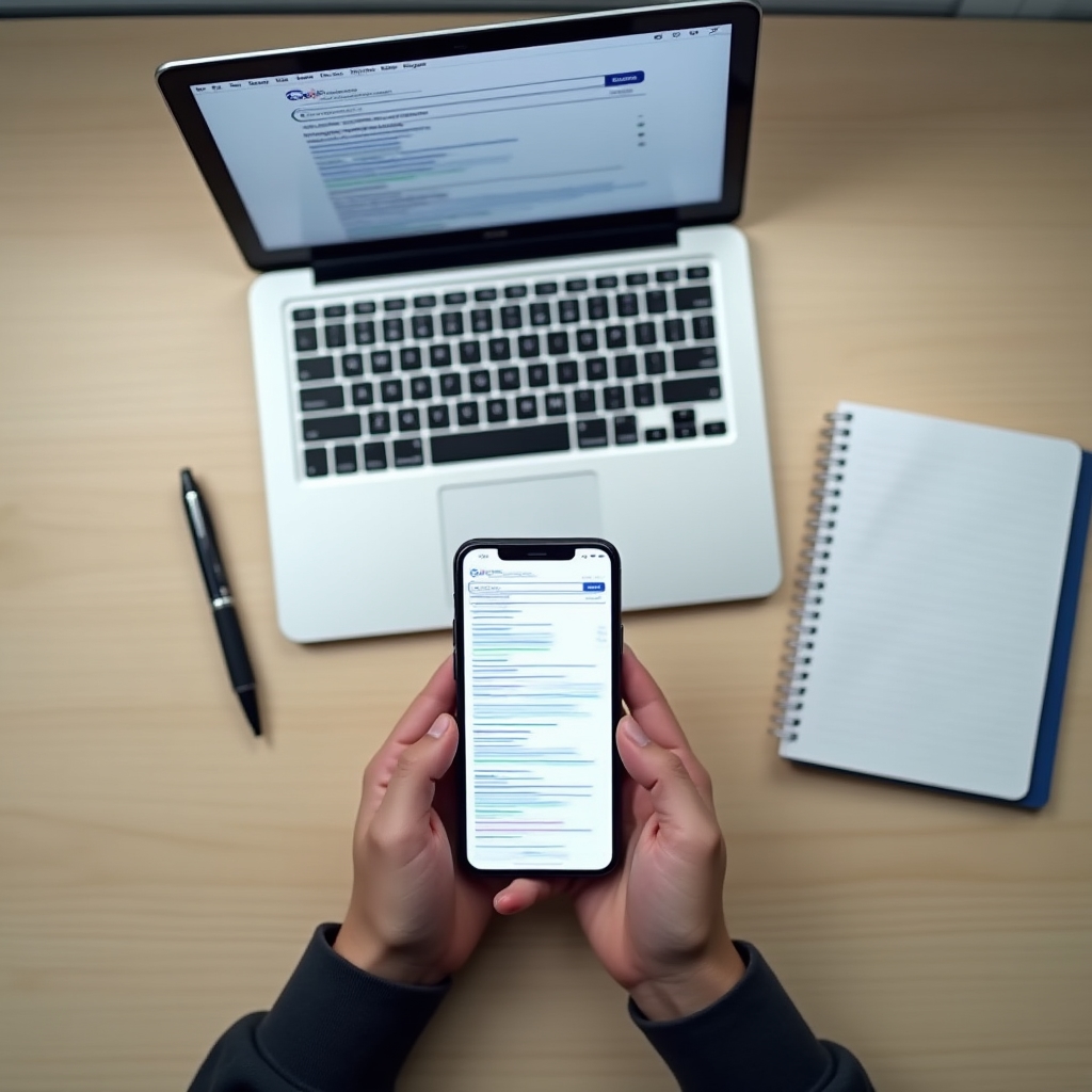 A smartphone and a laptop placed side by side showing different search result layouts